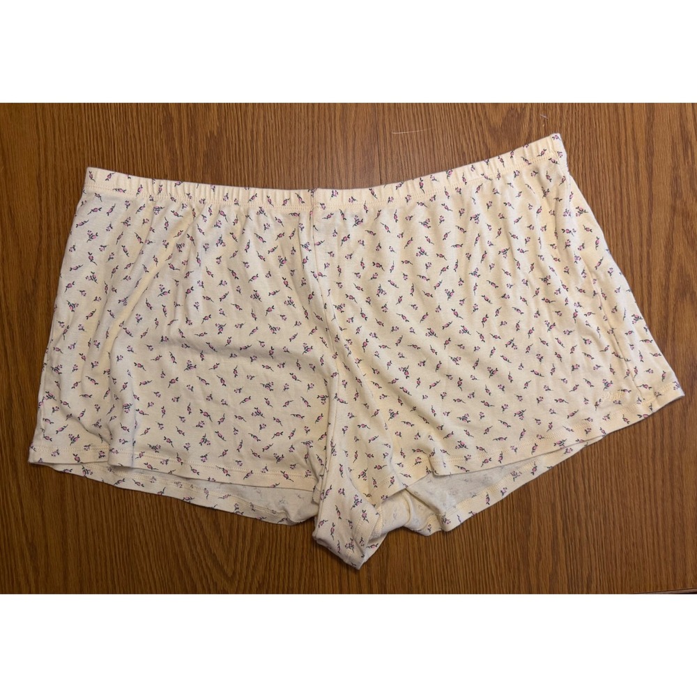 Victorias Secret PINK Floral Sleep Shorts Cream Pink Rosebud Pajama Bottoms XL